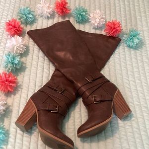 Charlotte Russe • Tall Brown High-Heeled Boots, size 7